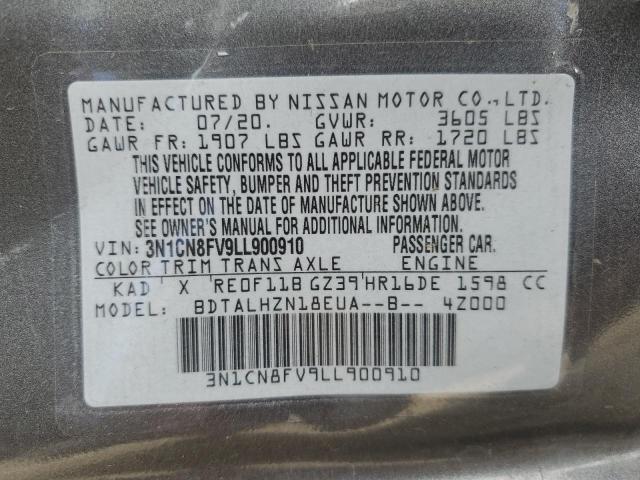 3N1CN8FV9LL900910 Nissan VERSA SR
