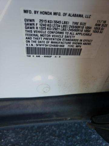 5FNYF5H12HB001868 Honda PILOT LX