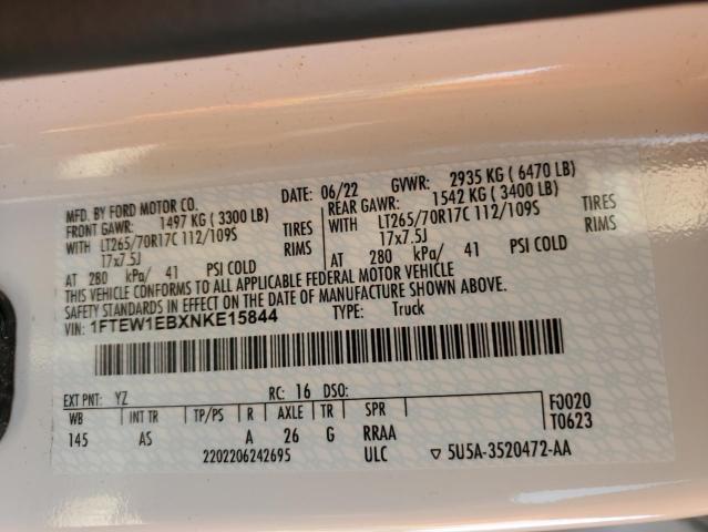 1FTEW1EBXNKE15844 Ford F150 Supercrew
