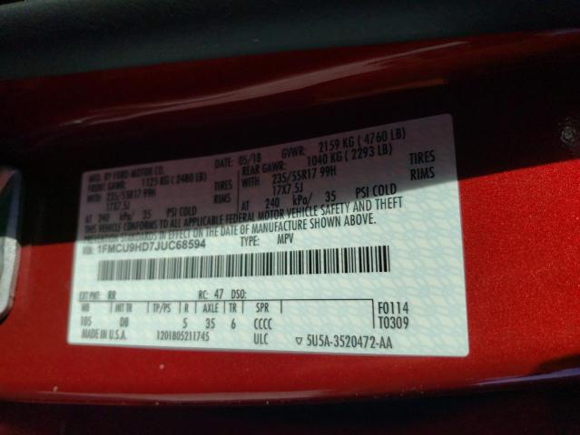 1FMCU9HD7JUC68594 Ford ESCAPE SEL