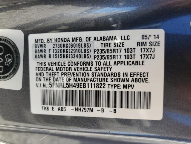5FNRL5H49EB111822 Honda ODYSSEY EX