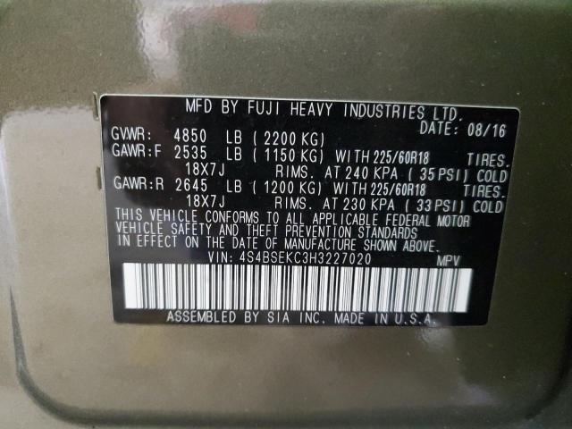 4S4BSEKC3H3227020 Subaru Outback 3.6r Limited