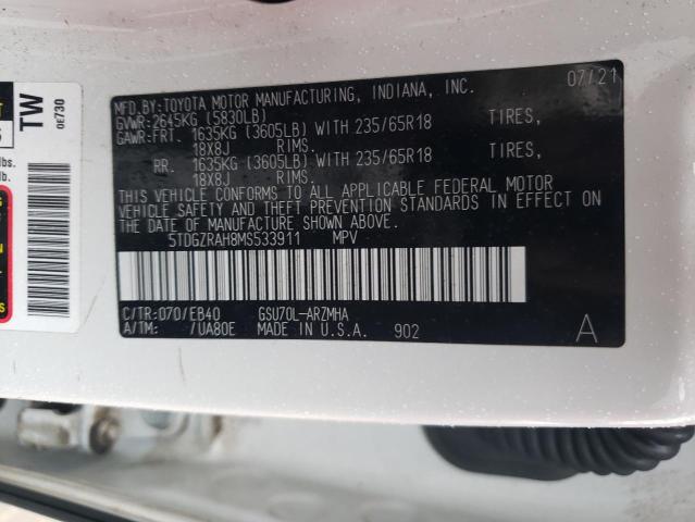 5TDGZRAH8MS533911 Toyota Highlander Xle
