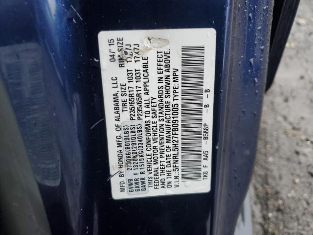5FNRL5H27FB091005 Honda ODYSSEY LX