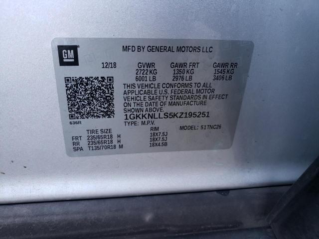 1GKKNLLS5KZ195251 GMC ACADIA SLE