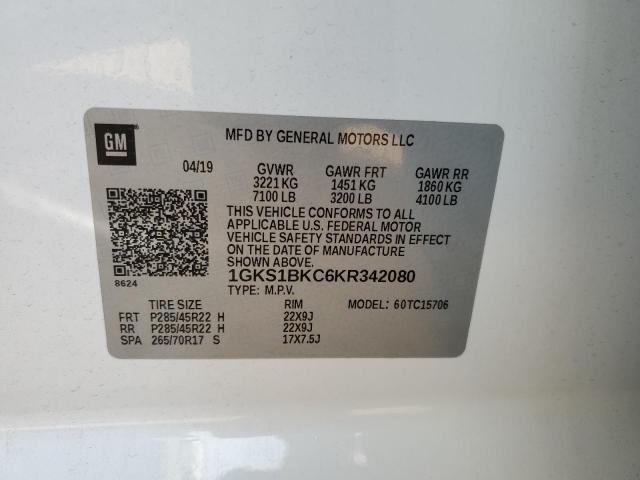 1GKS1BKC6KR342080 GMC YUKON SLT