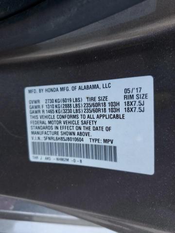 5FNRL6H85JB010604 Honda Odyssey Touring