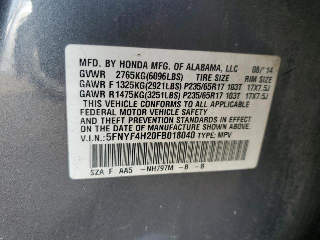 5FNYF4H20FB018040 Honda PILOT LX