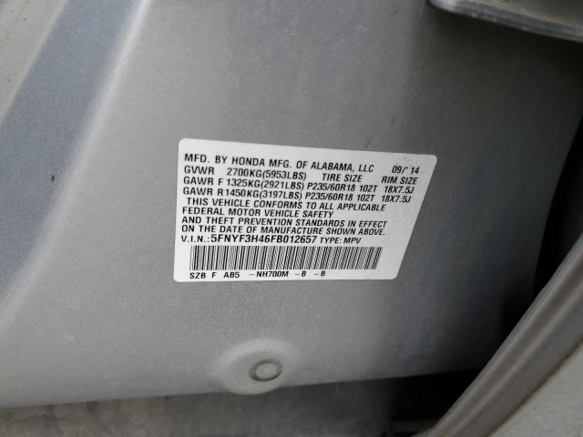 5FNYF3H46FB012657 Honda Pilot Ex