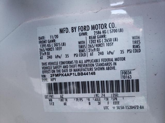 2FMPK4AP1LBB44148 Ford EDGE ST