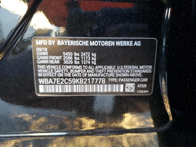 WBA7E2C59KB217778 BMW 740 I
