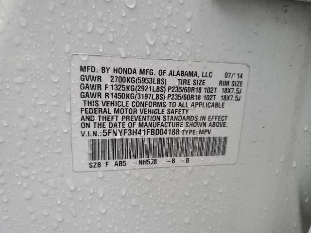 5FNYF3H41FB004188 Honda Pilot Ex