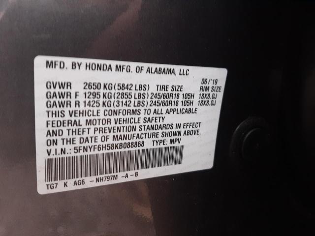 5FNYF6H58KB088868 Honda PILOT EXL