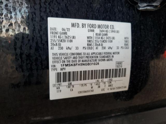 1FMSK8FH5NGB31028 Ford Explorer Limited