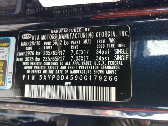 5XYPGDA59GG179266 KIA SORENTO LX