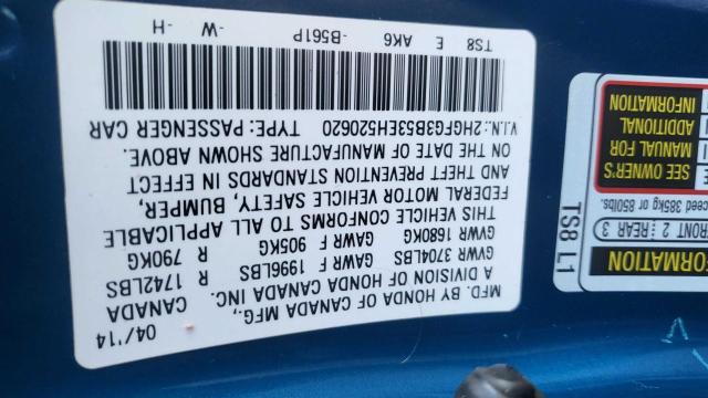 2HGFG3B53EH520620 Honda Civic Lx