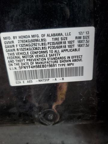 5FNYF4H98EB019691 Honda Pilot Touring