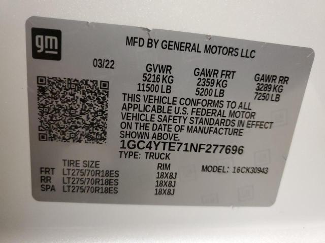 1GC4YTE71NF277696 Chevrolet Silverado K3500 Lt