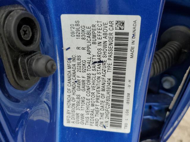 2HGFC2F80LH593404 Honda Civic Sport