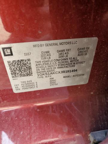 1GKS1AKCXJR191494 GMC YUKON SLE