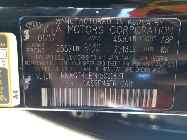 KNAGT4LE9H5011871 KIA OPTIMA HYBRID