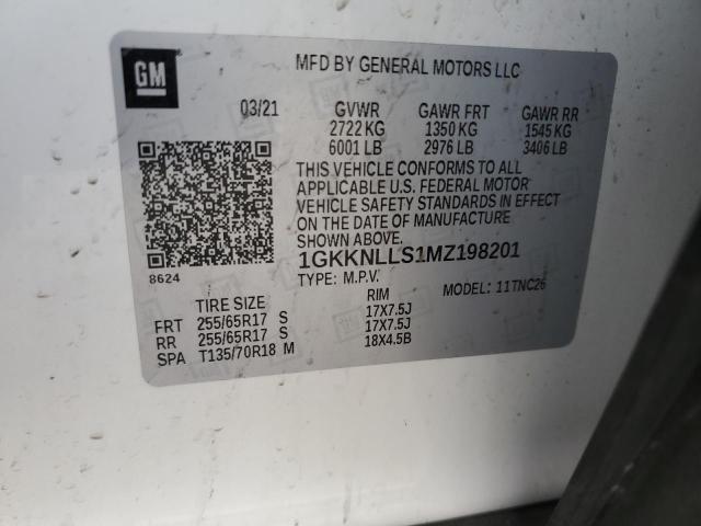 1GKKNLLS1MZ198201 GMC Acadia At4