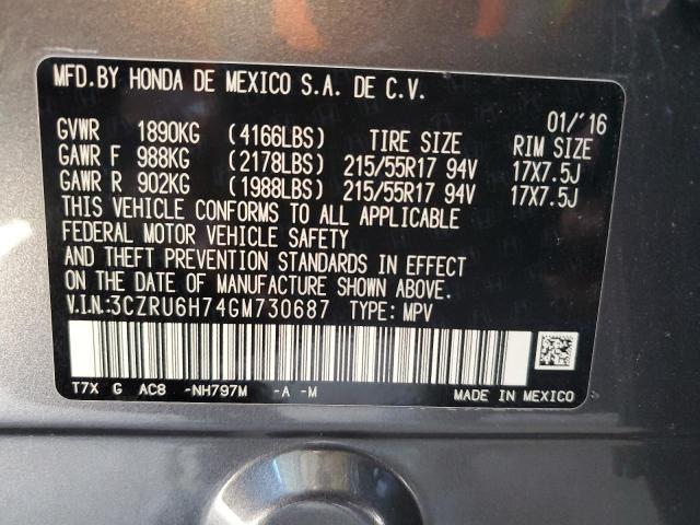3CZRU6H74GM730687 Honda Hr-v Exl