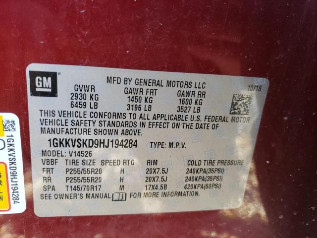 1GKKVSKD9HJ194284 GMC Acadia Limited Slt-2