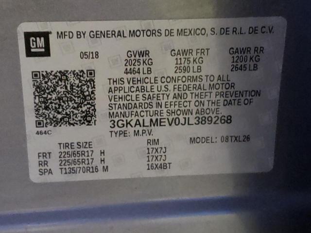 3GKALMEV0JL389268 GMC Terrain Sle