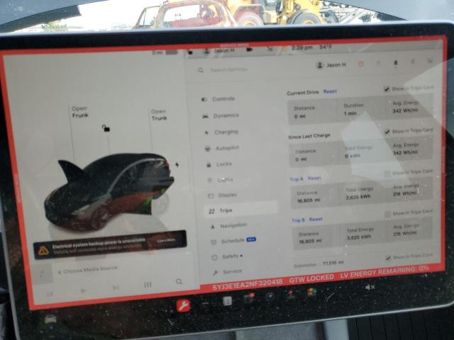 5YJ3E1EA2NF320418 Tesla MODEL 3