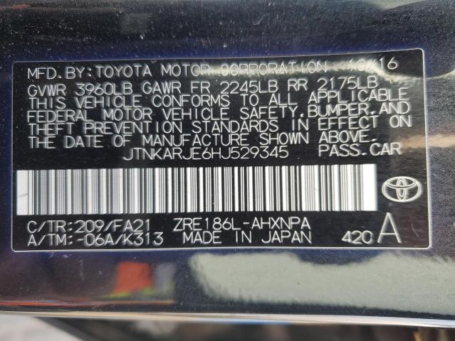 JTNKARJE6HJ529345 Toyota 2zr-fae