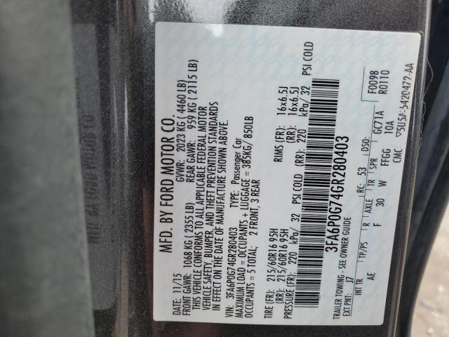 3FA6P0G74GR280403 Ford FUSION S