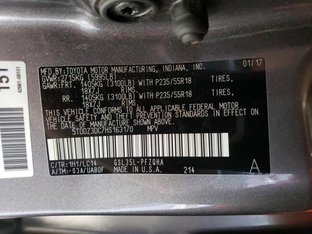 5TDDZ3DC7HS163170 Toyota SIENNA XLE