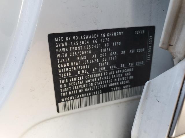 WVGUV7AX6HK019560 Volkswagen Tiguan Spo