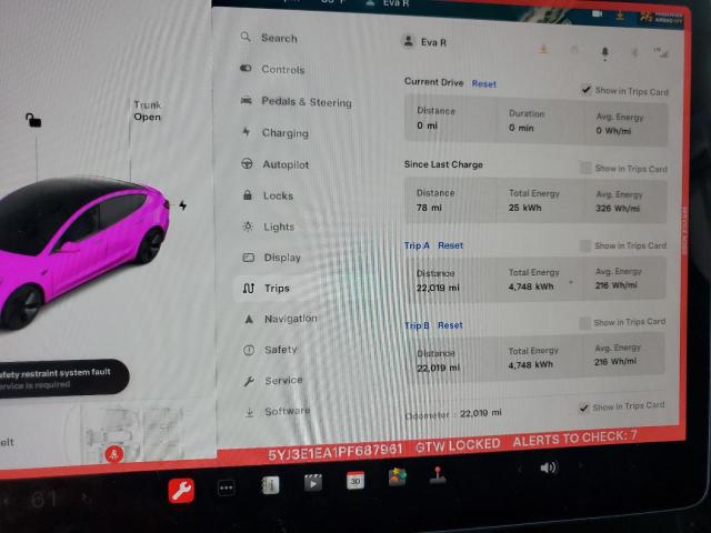 5YJ3E1EA1PF687961 Tesla MODEL 3
