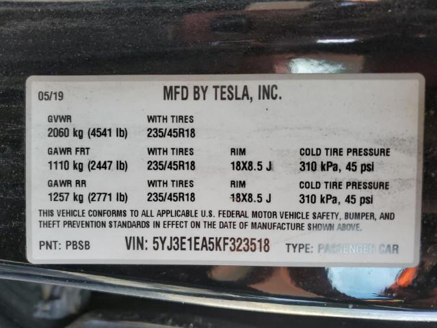 5YJ3E1EA5KF323518 Tesla MODEL 3