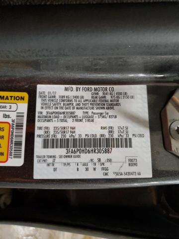 3FA6P0HD6HR305887 Ford FUSION SE