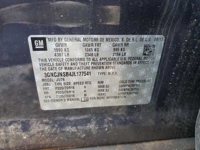 3GNCJNSB4JL177541 Chevrolet TRAX LS