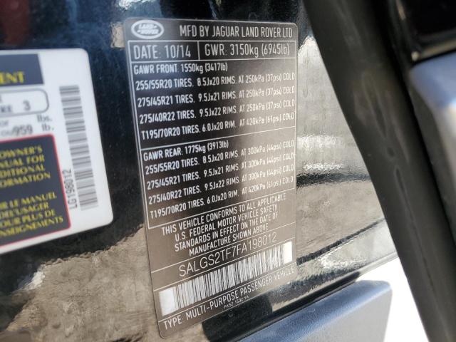 SALGS2TF7FA198012 Land Rover RANGE ROVE