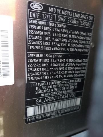 SALWR2WF4EA341760 Land Rover RANGE ROVE